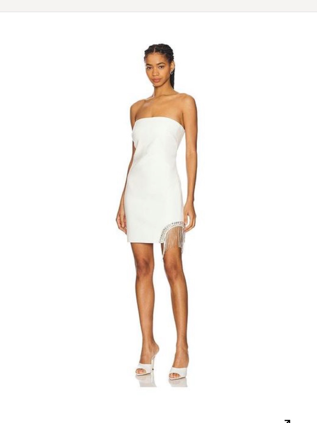 Nwt Size 2 Cinq A Sept White/Ivory Strapless Mini Dress With Beaded Fringe
